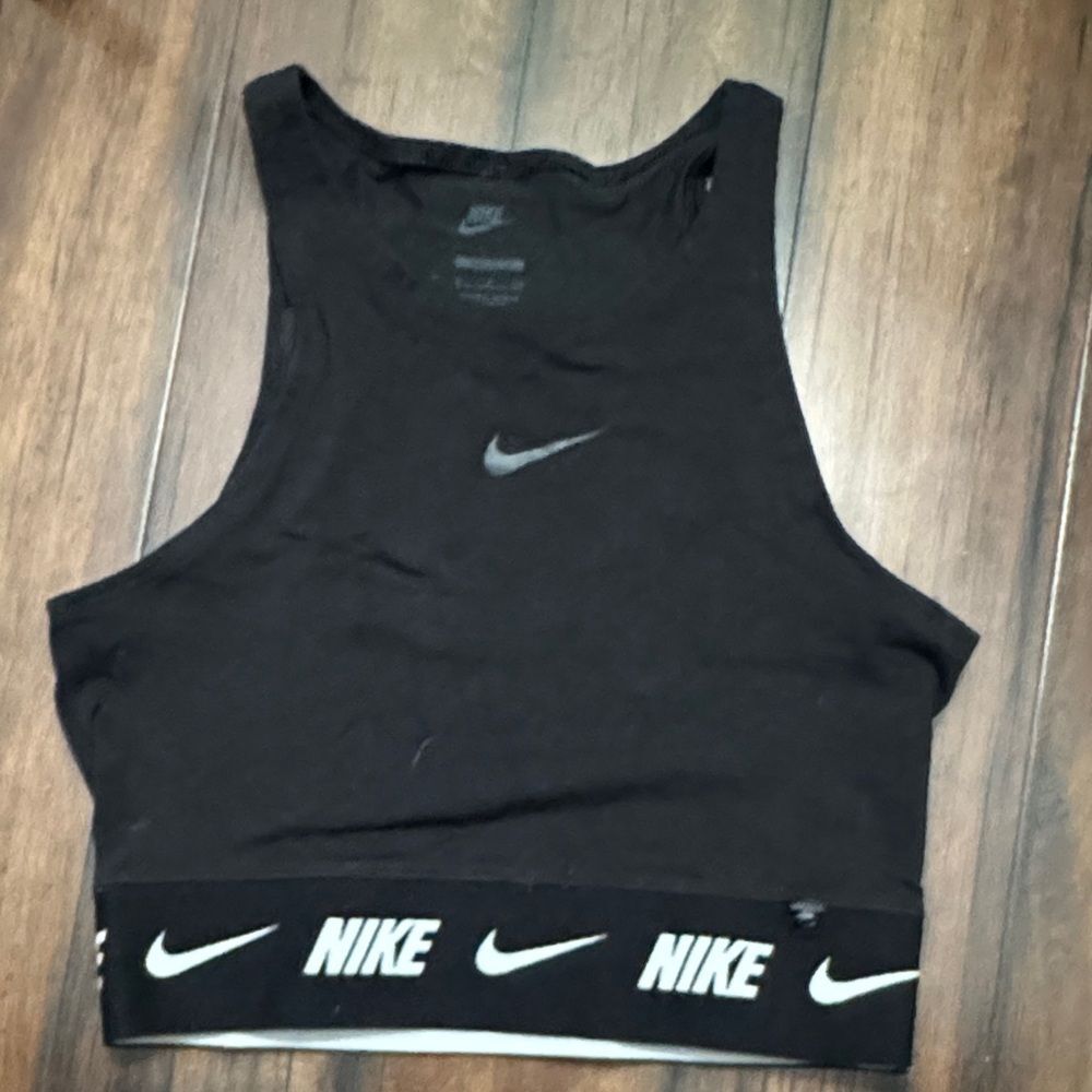 Nike Black Crop Top with Logo Band Small